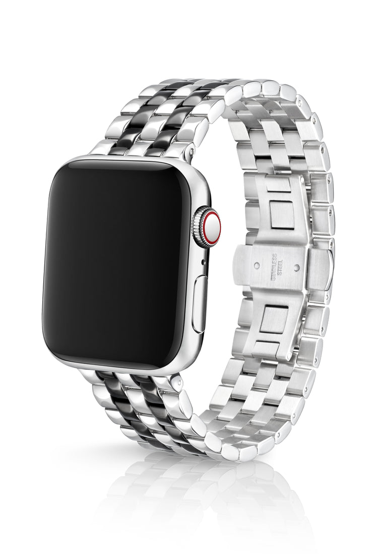 JUUK 44mm Locarno Polished Two-Tone Black Premium Stainless Steel Apple Watch Band